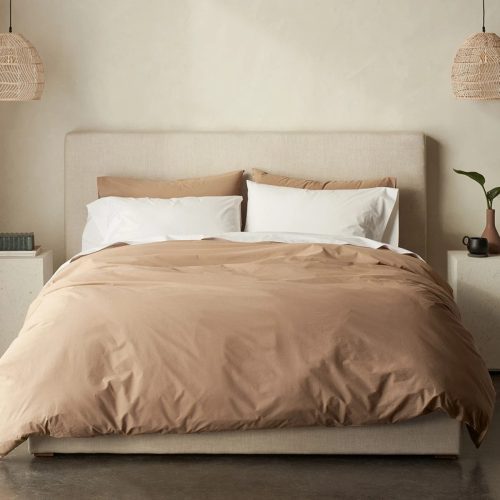 300 Thread Count Organic Percale Duvet Cover | Fawn