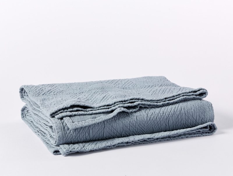 Avila Organic Matelasse Blanket | Pale Ocean