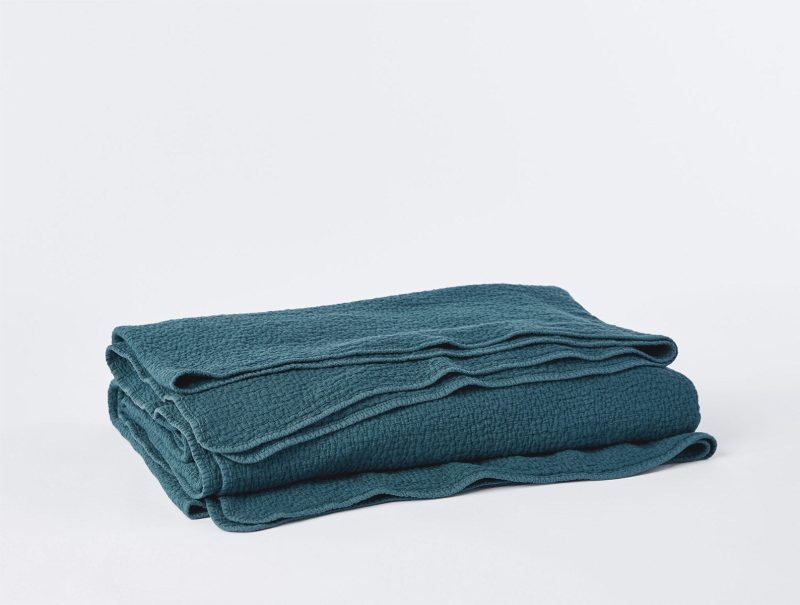 Cascade Organic Matelasse Blanket | Aegean