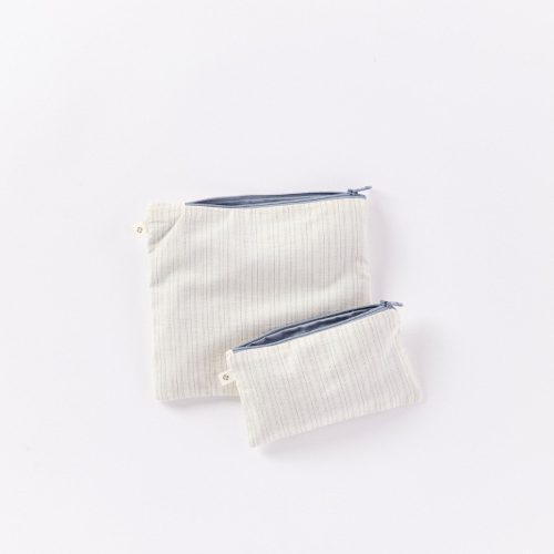 Coyuchi Conserve Organic Snack Bags | Steel Blue/Stripe