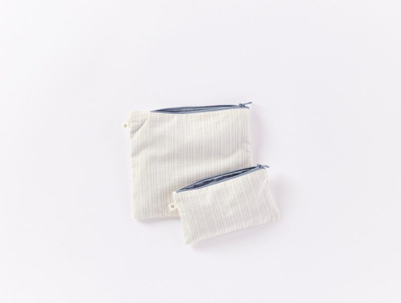 Coyuchi Conserve Organic Snack Bags | Steel Blue/Stripe