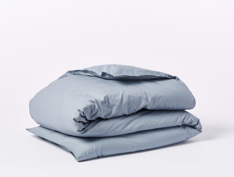 Organic Crinkled Percale™️ Duvet Cover | Steel Blue