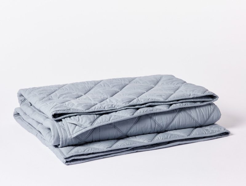 Diamond-Stitched Organic Cotton Comforter | Steel Blue