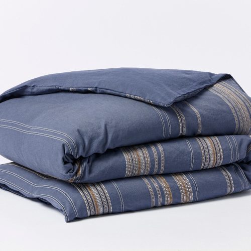 Lobos Organic Duvet Cover | Azure w/Indigo