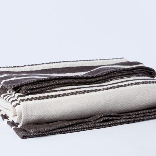 Mariposa Supersoft Organic Cotton Blanket | Bone Multi Stripe