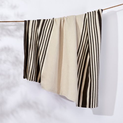 Mariposa Supersoft Organic Cotton Blanket | Bone Multi Stripe