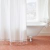 Mediterranean Organic Shower Curtain  | Alpine White w/ Slate Stripe