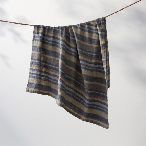 Mojave Organic Linen Throw | Indigo