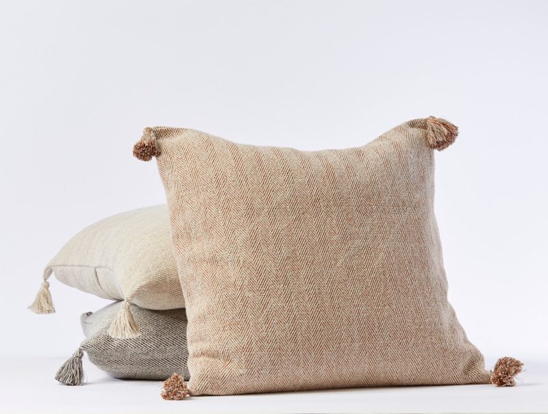 Presidio Organic Pillow Cover | Rust Herringbone