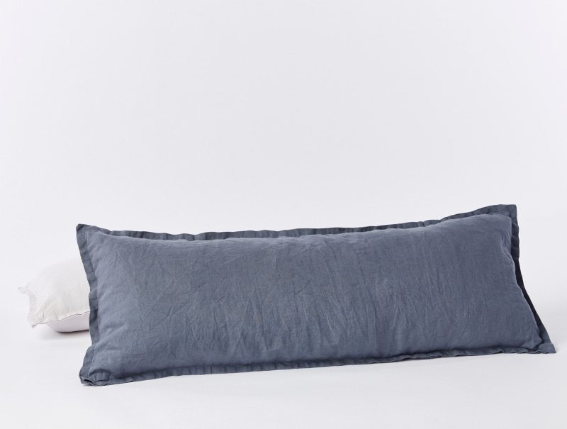 Organic Relaxed Linen Lumbar Pillow Cover | Harbor Blue