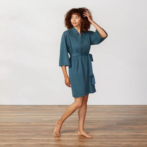 Women's Solstice Organic Short Robe | Aegean