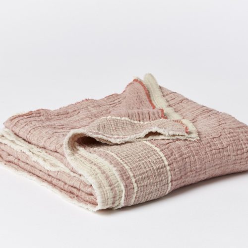 Topanga Organic Matelasse Throw | Rosehip Chambray