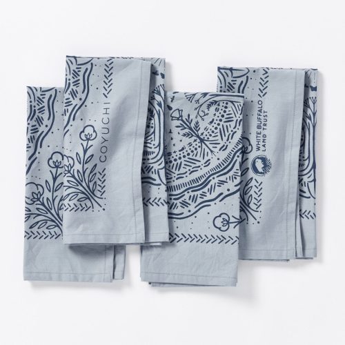 White Buffalo Land Trust Bandana Napkins, Set of 4 | Steel Blue w/Indigo