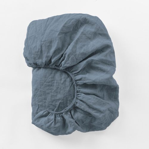 Organic Relaxed Linen Fitted Sheets | Harbor Blue