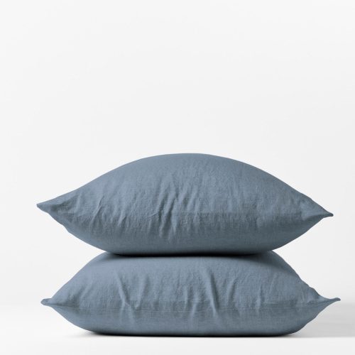 Organic Relaxed Linen Pillowcases | Harbor Blue