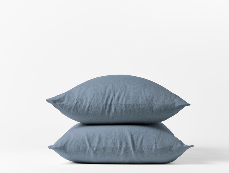 Organic Relaxed Linen Pillowcases | Harbor Blue