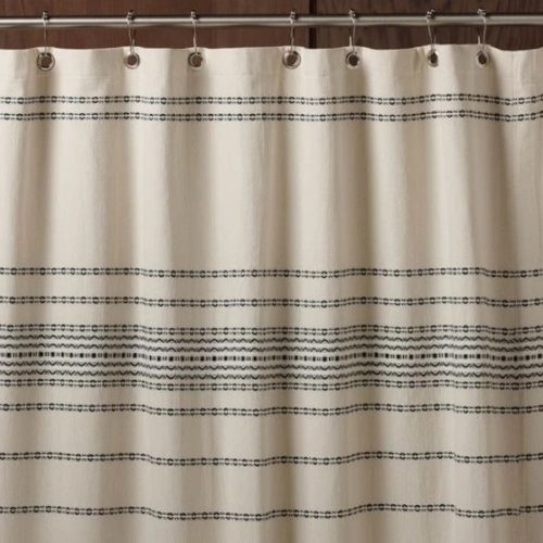 Rippled Stripe Organic Shower Curtain | Ivory w/ Black