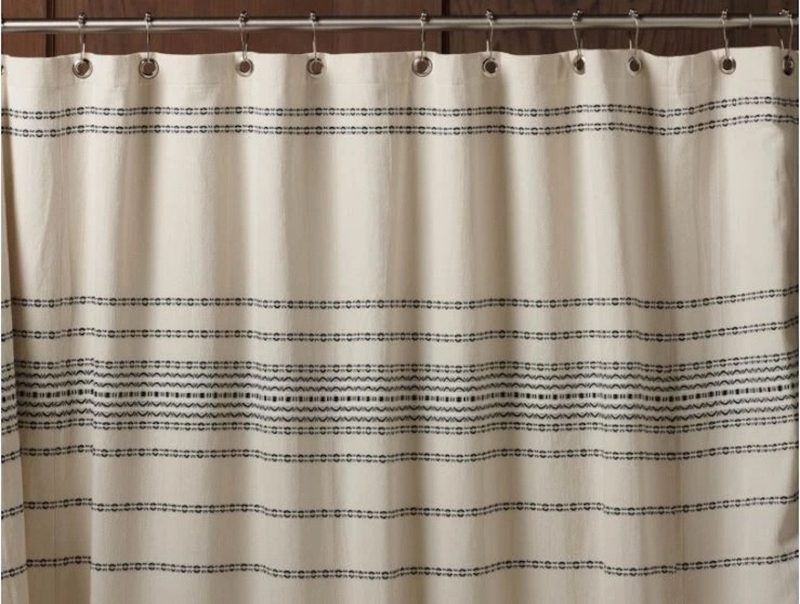 Rippled Stripe Organic Shower Curtain | Ivory w/ Black