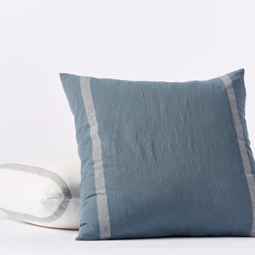 Sonoma Organic Euro Sham | Aqua w/Undyed Stripe