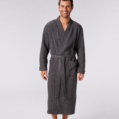 unisex waffle robe onyx m main 4