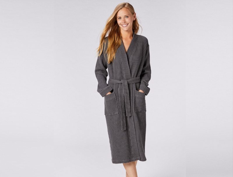 Unisex Organic Waffle Robe - Coyuchi | Shadow